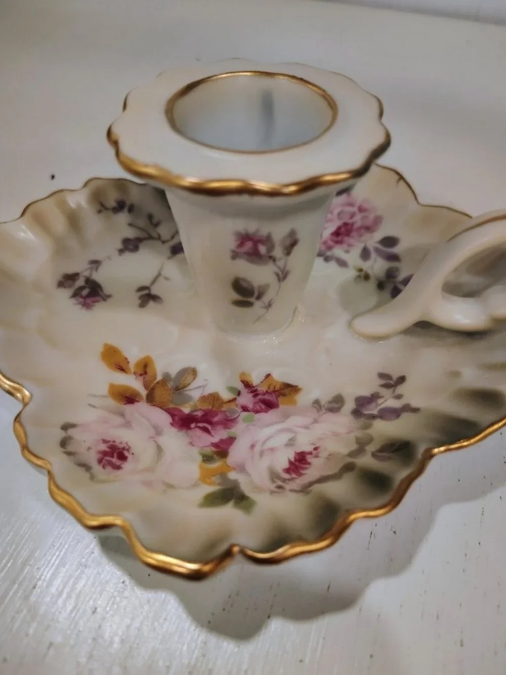 Hummelwerk Victorian Garden Dogwood Candle Holder Floral Gold 5